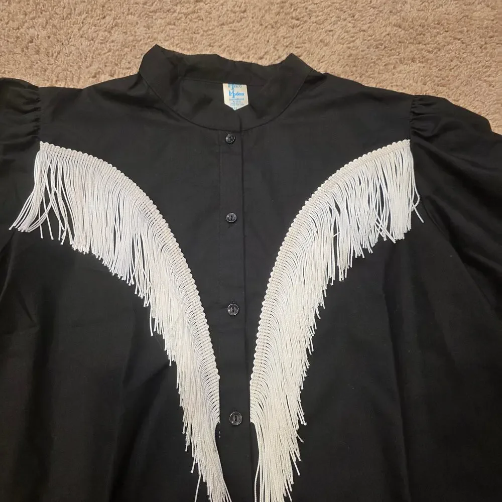 Vintage Malco Modes swuare dance puff sleeve top sz L